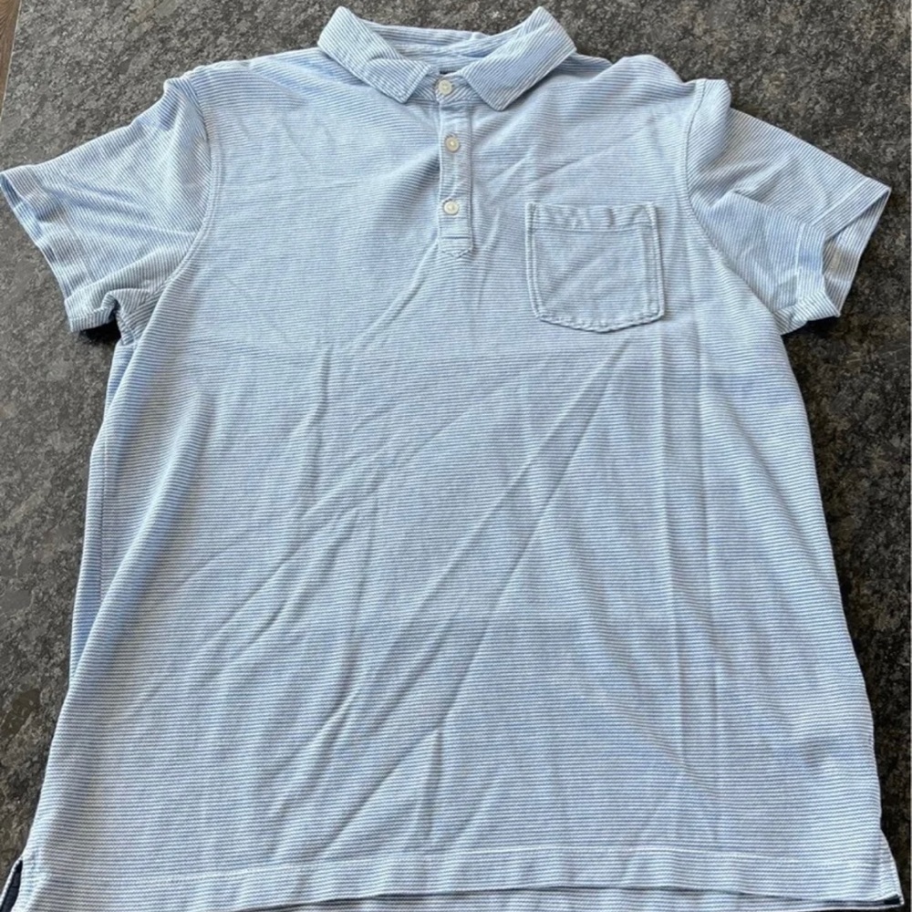 Banana Republic L Blue Striped Pique Polo